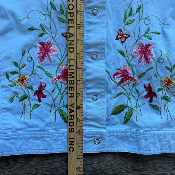 Victor Costa Occasion Embroidered Snap Up Denim Chambray Jacket Top size Large - Picture 10 of 10